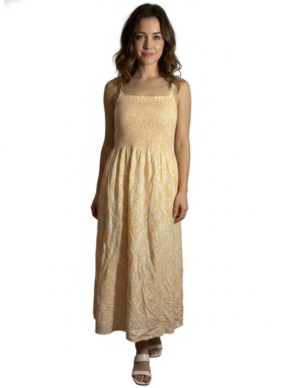 Old Navy Yellow Cami Summer Dress/Smocked Bodice/Spaghetti Straps Large